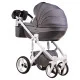 Коляска 2 в 1 Adamex Monte Deluxe Carbon D25 серый лен - серый (узор) - белый кант (ченая ручка)