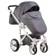 Коляска 2 в 1 Adamex Monte Deluxe Carbon D25 серый лен - серый (узор) - белый кант (ченая ручка)