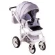 Коляска 2 в 1 Adamex Monte Deluxe Carbon D27 св.серый лен-св.серый(ромб)-белый кант (черная ручка)