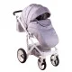 Коляска 2 в 1 Adamex Monte Deluxe Carbon D27 св.серый лен-св.серый(ромб)-белый кант (черная ручка)