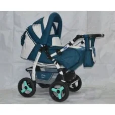Коляска-трансформер ADAMEX YOUNG 102 (blue - white eco-leather)