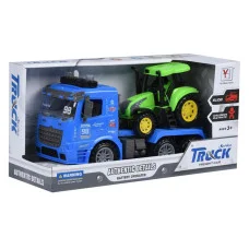 Машинка енерційна Same Toy Truck Тягач синій з трактором зі світлом і звуком 98-615AUt-2