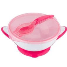 Мисочка с присоской и ложкой Babyono 1063 Розовая