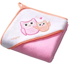 Полотенце с капюшоном BabyOno Велюр 100x100 см Сова Розовый (138/01)
