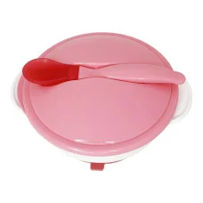 Тарелка на присоске с термоложкой и крышкой Mgz-0101(Pink) 250 мл