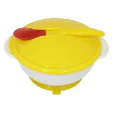 Тарелка на присоске с термоложкой и крышкой Mgz-0101(Yellow) 250 мл
