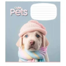 Тетрадь ученическая "Cute pets" 012-3253C-4 в косую линию, 12 листов