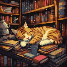 Картина по номерам "Пушистый книголюб" ©art_selena_ua Идейка Kho6505 40х40 см
