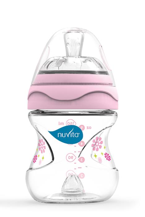 Бутылочка для кормления Nuvita Mimic 150 мл 0м + Антиколиковая, розовая NV6010Pink