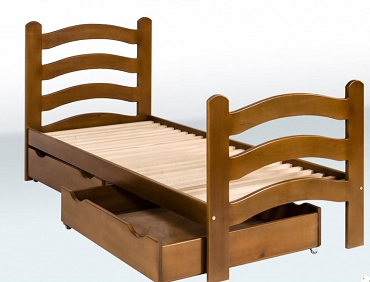 Кровать одноярусная с фигурными спинками (1900*800) (бук) с ящиками 