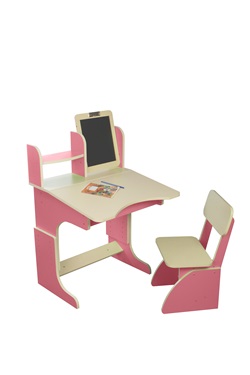 Парта с мольбертом растущая + стульчик, розовая