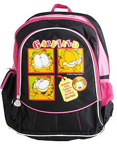 Рюкзак школьный ортопедический черный/ярко-розовый &quot;Гарфилд&quot;