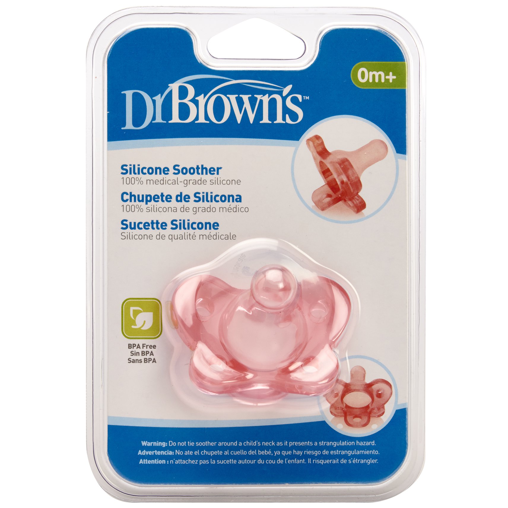 Силиконовая ортодонтическая литая пустышка Dr. Brown&#039;s 0-6 мес. Розовый (PS11003-INTL)