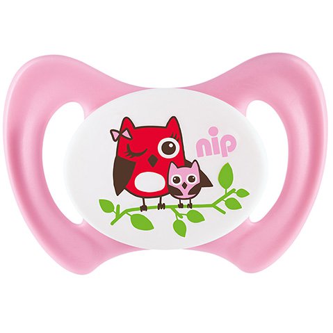 Силиконовая пустышка Nip Miss Denti №1, 0-6 мес. Розовая (31800)