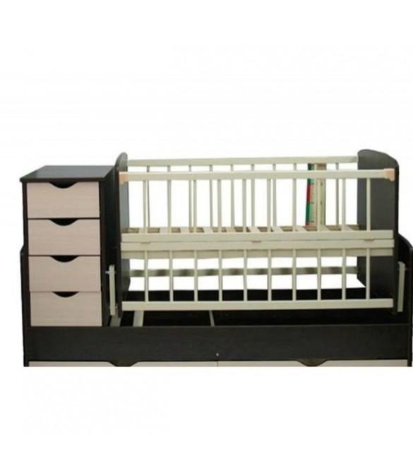 Детская автоматическая кроватка трансформер 2 Кость Венге темный из экологически чистых материалов - береза, ЛДСП