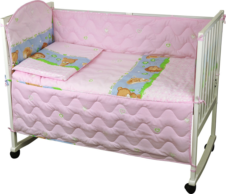 Набор в детскую кровать 60 * 120 (Розовый) ежик