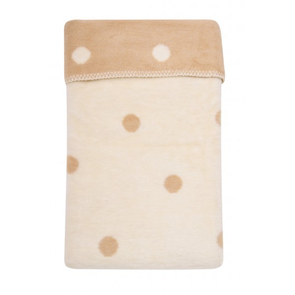 Одеяло-плед в горошек Womar Zaffiro 100% хлопок 100х150 см Бежевый/Молочный