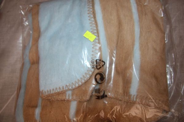 Одеяло-плед в полосочку Womar 100% хлопок 75x100 см Коричнево-голубой (38983)