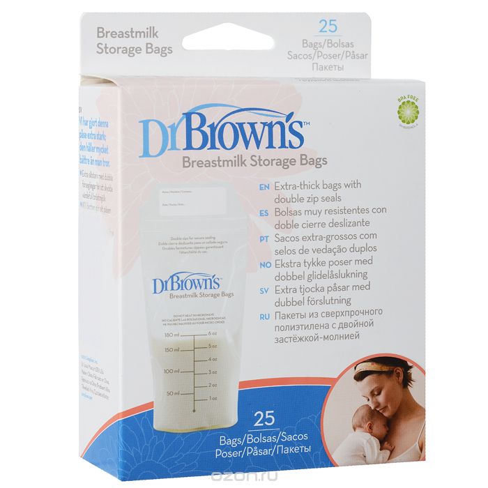 Пакеты для хранения грудного молока Dr. Brown&#039;s 180 мл 25 шт (4005)