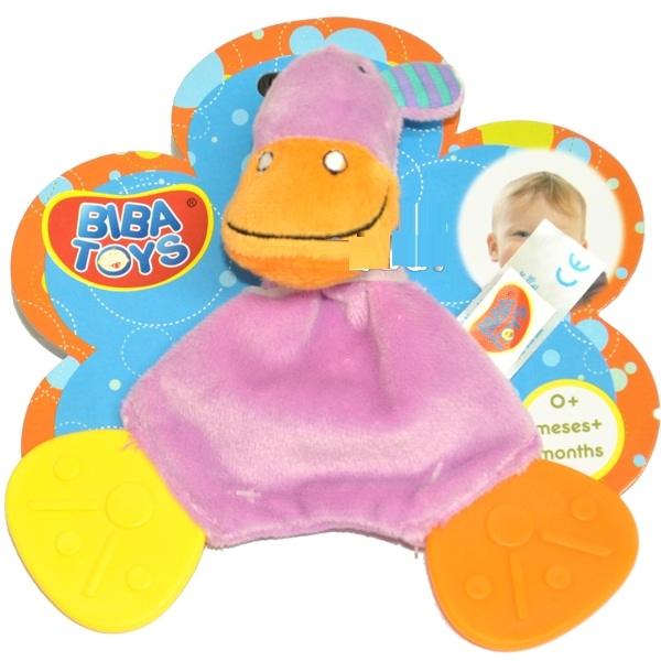 Слюнепоглощающий прорезыватель-погремушка Biba Toys Бегемотик (616JF hippo)