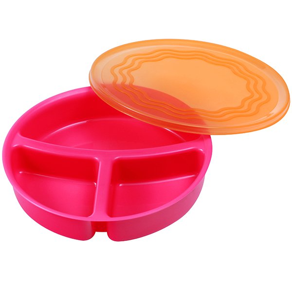 Трехсекционная тарелка BabyOno с крышкой Розовый (1057)